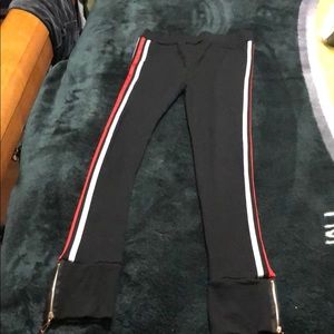 Black Stripped Joggers with Zipper on bottom